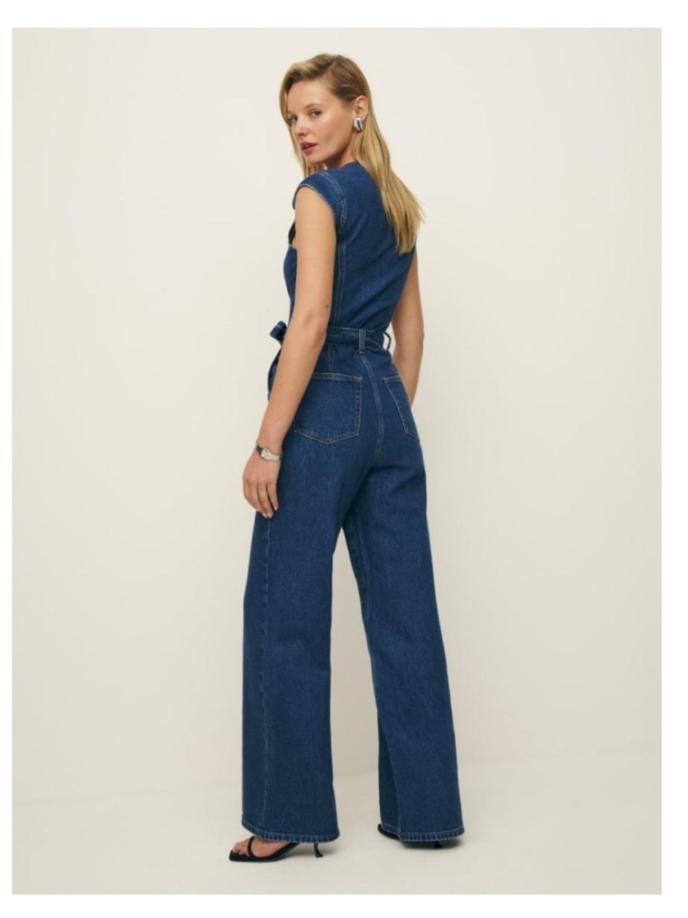 Reformation Calypso Wide Leg Denim Jumpsuit Moonstone - Size 2 - Picture 5 of 13